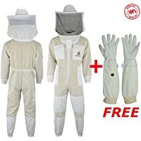 Los mejores  - Bee Suits SRVG - Traje de Abeja con Guantes Gratis Capa 3X Seguridad Ultra ventilada Protección Unisex Tela Blanca Malla…